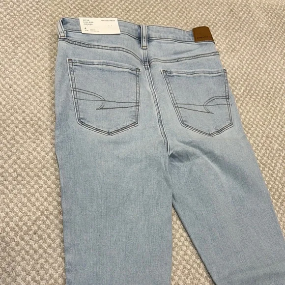 American Eagle Outfitters High Rise Blue Jeans Distressed Denim - Picture 7 of 10